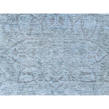 Load image into Gallery viewer, 9&#39;10&quot;x12&#39;2&quot; Light Blue Shabby Chic Vintage Persian Tabriz Hand Knotted Worn Wool, Sheared Low Distressed Look Oriental Rug FWR486594