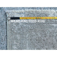 Load image into Gallery viewer, 9&#39;10&quot;x12&#39;2&quot; Light Blue Shabby Chic Vintage Persian Tabriz Hand Knotted Worn Wool, Sheared Low Distressed Look Oriental Rug FWR486594