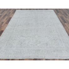 Load image into Gallery viewer, 6&#39;5&quot;x9&#39;4&quot; Gray Vintage Persian Tabriz Hand Knotted Worn Wool, Sheared Low Distressed Look, Shabby Chic Oriental Rug FWR486666