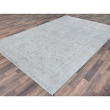Load image into Gallery viewer, 6&#39;5&quot;x9&#39;4&quot; Gray Vintage Persian Tabriz Hand Knotted Worn Wool, Sheared Low Distressed Look, Shabby Chic Oriental Rug FWR486666