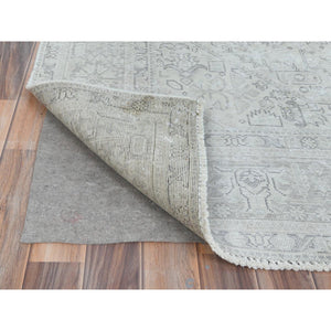 6'5"x9'4" Gray Vintage Persian Tabriz Hand Knotted Worn Wool, Sheared Low Distressed Look, Shabby Chic Oriental Rug FWR486666