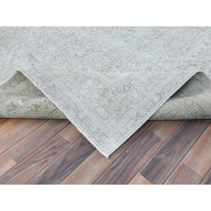 6'5"x9'4" Gray Vintage Persian Tabriz Hand Knotted Worn Wool, Sheared Low Distressed Look, Shabby Chic Oriental Rug FWR486666