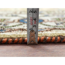 Load image into Gallery viewer, 3&#39;5&quot;x10&#39;6&quot; Army Green, Worn Wool Hand Knotted Vintage Persian Hamadan With Fish Mahi Design, Cropped Thin Distressed Look, Wide Runner Oriental Rug FWR486792