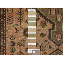 Load image into Gallery viewer, 3&#39;7&quot;x10&#39;2&quot; Earth Tone Colors, Worn Wool Hand Knotted, Vintage Persian Hamadan Cropped Thin Distressed Look, Wide Runner Oriental Rug FWR486816