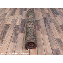 Load image into Gallery viewer, 3&#39;7&quot;x10&#39;2&quot; Earth Tone Colors, Worn Wool Hand Knotted, Vintage Persian Hamadan Cropped Thin Distressed Look, Wide Runner Oriental Rug FWR486816
