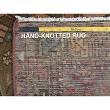Load image into Gallery viewer, 3&#39;7&quot;x10&#39;2&quot; Earth Tone Colors, Worn Wool Hand Knotted, Vintage Persian Hamadan Cropped Thin Distressed Look, Wide Runner Oriental Rug FWR486816