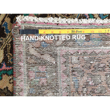 Load image into Gallery viewer, 3&#39;6&quot;x9&#39;7&quot; Green With Touches Of Pink, Distressed Look Worn Wool Hand Knotted, Vintage Persian Bakhtiar Cropped Thin, Wide Runner Oriental Rug FWR486852
