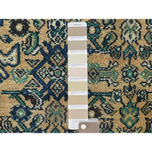 Load image into Gallery viewer, 6&#39;3&quot;x9&#39;7&quot; Sand Color, Distressed Look Worn Wool Hand Knotted, Vintage Persian Hamadan with Fish Mahi Design Sheared Low, Oriental Rug FWR487050