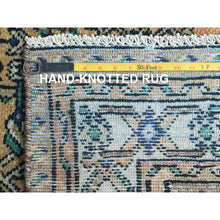 Load image into Gallery viewer, 6&#39;3&quot;x9&#39;7&quot; Sand Color, Distressed Look Worn Wool Hand Knotted, Vintage Persian Hamadan with Fish Mahi Design Sheared Low, Oriental Rug FWR487050
