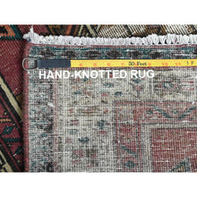 Load image into Gallery viewer, 3&#39;1&quot;x10&#39;1&quot; Rich Red, Worn Wool Hand Knotted, Vintage Persian Serab Cropped Thin Distressed Look, Runner Oriental Rug FWR487116