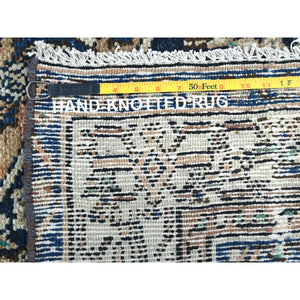 6'6"x9'6" Brown, Vintage Persian Hamadan Cropped Thin, Distressed Look Worn Wool Hand Knotted, Oriental Rug FWR487164