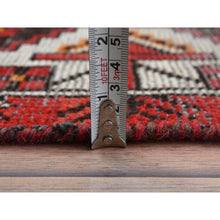 Load image into Gallery viewer, 3&#39;9&quot;x6&#39;4&quot; Tomato Red, Hand Knotted Vintage Persian Baluch, Cropped Thin Distressed Look Worn Wool, Oriental Rug FWR487260