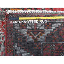 Load image into Gallery viewer, 3&#39;9&quot;x6&#39;4&quot; Tomato Red, Hand Knotted Vintage Persian Baluch, Cropped Thin Distressed Look Worn Wool, Oriental Rug FWR487260
