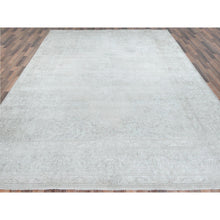 Load image into Gallery viewer, 9&#39;7&quot;x12&#39;6&quot; Ivory Hand Knotted Cropped Thin, Worn Wool, Distressed Look Old Persian Kerman Oriental Rug FWR487482