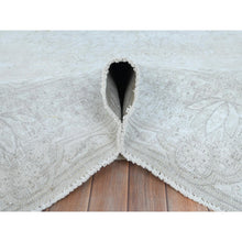 Load image into Gallery viewer, 9&#39;7&quot;x12&#39;6&quot; Ivory Hand Knotted Cropped Thin, Worn Wool, Distressed Look Old Persian Kerman Oriental Rug FWR487482