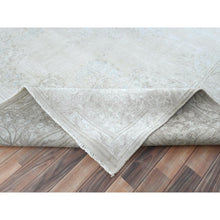 Load image into Gallery viewer, 9&#39;7&quot;x12&#39;6&quot; Ivory Hand Knotted Cropped Thin, Worn Wool, Distressed Look Old Persian Kerman Oriental Rug FWR487482