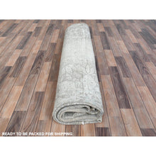 Load image into Gallery viewer, 9&#39;7&quot;x12&#39;6&quot; Ivory Hand Knotted Cropped Thin, Worn Wool, Distressed Look Old Persian Kerman Oriental Rug FWR487482