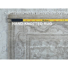 Load image into Gallery viewer, 9&#39;7&quot;x12&#39;6&quot; Ivory Hand Knotted Cropped Thin, Worn Wool, Distressed Look Old Persian Kerman Oriental Rug FWR487482