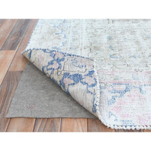 Load image into Gallery viewer, 8&#39;7&quot;x12&#39; Beige Hand Knotted Worn Wool, Cropped Thin, Distressed Look Vintage Persian Kerman Oriental Rug FWR487494