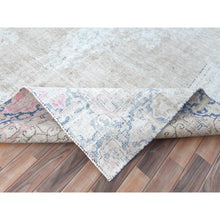 Load image into Gallery viewer, 8&#39;7&quot;x12&#39; Beige Hand Knotted Worn Wool, Cropped Thin, Distressed Look Vintage Persian Kerman Oriental Rug FWR487494