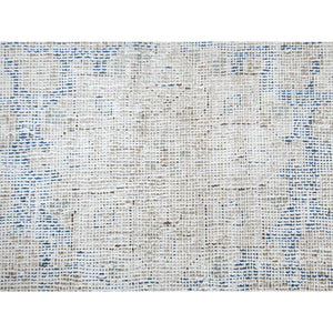 8'7"x12' Beige Hand Knotted Worn Wool, Cropped Thin, Distressed Look Vintage Persian Kerman Oriental Rug FWR487494