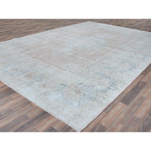 Load image into Gallery viewer, 9&#39;4&quot;x13&#39;1&quot; Faded Pink Hand Knotted Worn Wool, Cropped Thin, Distressed Look Old Persian Kerman Oriental Rug FWR487506