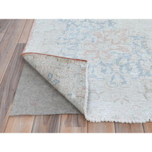 Load image into Gallery viewer, 9&#39;4&quot;x13&#39;1&quot; Faded Pink Hand Knotted Worn Wool, Cropped Thin, Distressed Look Old Persian Kerman Oriental Rug FWR487506