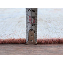 Load image into Gallery viewer, 9&#39;4&quot;x13&#39;1&quot; Faded Pink Hand Knotted Worn Wool, Cropped Thin, Distressed Look Old Persian Kerman Oriental Rug FWR487506