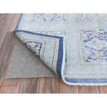 Load image into Gallery viewer, 10&#39;x13&#39; Denim Blue Vintage Persian Kerman Hand Knotted Sheared Low Worn Wool Distressed Look Oriental Rug FWR487518
