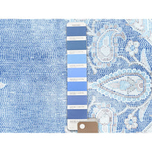 Load image into Gallery viewer, 10&#39;x13&#39; Denim Blue Vintage Persian Kerman Hand Knotted Sheared Low Worn Wool Distressed Look Oriental Rug FWR487518