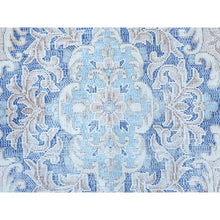 Load image into Gallery viewer, 10&#39;x13&#39; Denim Blue Vintage Persian Kerman Hand Knotted Sheared Low Worn Wool Distressed Look Oriental Rug FWR487518