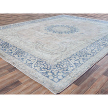 Load image into Gallery viewer, 10&#39;2&quot;x13&#39;4&quot; Faded Red Hand Knotted Worn Wool, Sheared Low, Distressed Look, Vintage Persian Kerman Oriental Rug FWR487548