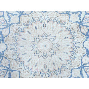10'2"x13'4" Faded Red Hand Knotted Worn Wool, Sheared Low, Distressed Look, Vintage Persian Kerman Oriental Rug FWR487548