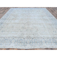 Load image into Gallery viewer, 9&#39;6&quot;x12&#39;6&quot; Ivory Semi Antique Persian Kerman, Distressed Look, Hand Knotted Cropped Thin, Worn Wool Oriental Rug FWR487554