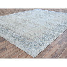 Load image into Gallery viewer, 9&#39;6&quot;x12&#39;6&quot; Ivory Semi Antique Persian Kerman, Distressed Look, Hand Knotted Cropped Thin, Worn Wool Oriental Rug FWR487554