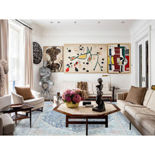 Load image into Gallery viewer, 9&#39;9&quot;x12&#39;8&quot; Navy Blue Vintage Persian Kerman Worn Wool, Sheared Low, Hand Knotted Distressed Look Oriental Rug FWR487560