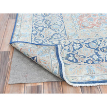 Load image into Gallery viewer, 9&#39;9&quot;x12&#39;8&quot; Navy Blue Vintage Persian Kerman Worn Wool, Sheared Low, Hand Knotted Distressed Look Oriental Rug FWR487560