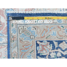Load image into Gallery viewer, 9&#39;9&quot;x12&#39;8&quot; Navy Blue Vintage Persian Kerman Worn Wool, Sheared Low, Hand Knotted Distressed Look Oriental Rug FWR487560