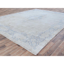 Load image into Gallery viewer, 9&#39;7&quot;x12&#39;9&quot; Light Blue Hand Knotted Vintage Persian Kerman Sheared Low Worn Wool Distressed Look Oriental Rug FWR487590