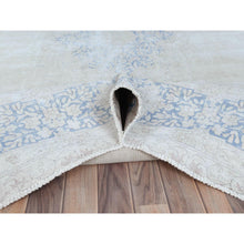 Load image into Gallery viewer, 9&#39;7&quot;x12&#39;9&quot; Light Blue Hand Knotted Vintage Persian Kerman Sheared Low Worn Wool Distressed Look Oriental Rug FWR487590