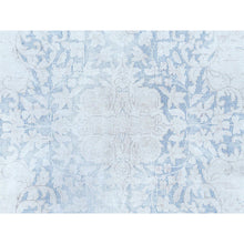 Load image into Gallery viewer, 9&#39;7&quot;x12&#39;9&quot; Light Blue Hand Knotted Vintage Persian Kerman Sheared Low Worn Wool Distressed Look Oriental Rug FWR487590