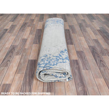 Load image into Gallery viewer, 9&#39;7&quot;x12&#39;9&quot; Light Blue Hand Knotted Vintage Persian Kerman Sheared Low Worn Wool Distressed Look Oriental Rug FWR487590