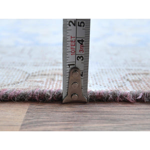 9'7"x12'9" Light Blue Hand Knotted Vintage Persian Kerman Sheared Low Worn Wool Distressed Look Oriental Rug FWR487590