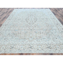 Load image into Gallery viewer, 7&#39;6&quot;x10&#39;10&quot; Beige Vintage Persian Kerman Hand Knotted Worn Wool Sheared Low Shabby Chic Distressed Look Oriental Rug FWR487602