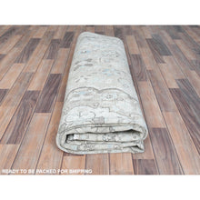 Load image into Gallery viewer, 7&#39;6&quot;x10&#39;10&quot; Beige Vintage Persian Kerman Hand Knotted Worn Wool Sheared Low Shabby Chic Distressed Look Oriental Rug FWR487602