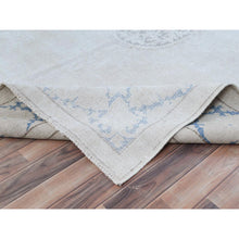 Load image into Gallery viewer, 7&#39;9&quot;x10&#39;7&quot; Beige Old Persian Kerman Shabby Chic, Cropped Thin, Hand Knotted Worn Wool, Distressed Look Oriental Rug FWR487608