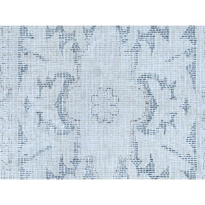 7'9"x10'7" Beige Old Persian Kerman Shabby Chic, Cropped Thin, Hand Knotted Worn Wool, Distressed Look Oriental Rug FWR487608