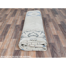 Load image into Gallery viewer, 7&#39;9&quot;x10&#39;7&quot; Beige Old Persian Kerman Shabby Chic, Cropped Thin, Hand Knotted Worn Wool, Distressed Look Oriental Rug FWR487608