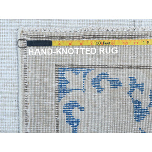 7'9"x10'7" Beige Old Persian Kerman Shabby Chic, Cropped Thin, Hand Knotted Worn Wool, Distressed Look Oriental Rug FWR487608