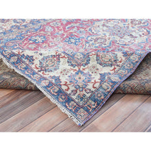 Load image into Gallery viewer, 6&#39;1&quot;x9&#39;6&quot; Pinky Red, Vintage Persian Kerman Hand Knotted Worn Wool, Cropped Thin, Shabby Chic Distressed Look Oriental Rug FWR487614